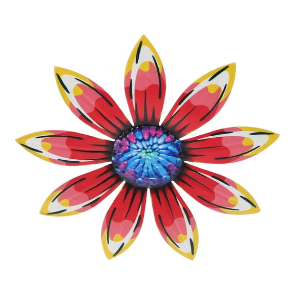 Milisten Red Metal Flower Wall Art Decorative Outdoor Garden Patio Fence Decor Home Wall Hanging