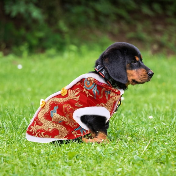 Milisten Red New Year Dog Clothes Warm Comfortable Pet Costume Lightweight for Festive Occasions