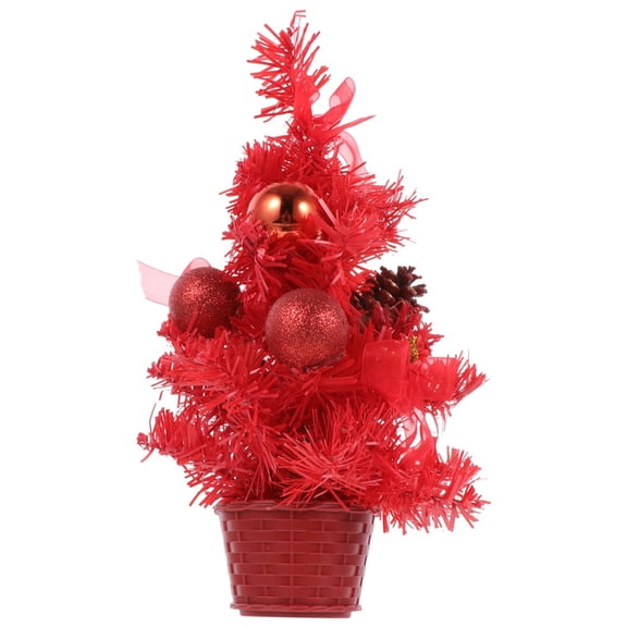 Milisten Red Artificial Christmas Tree with Fire Resistant PVC, Holiday Decor for Home, Office, and Indoor Festive Celebration