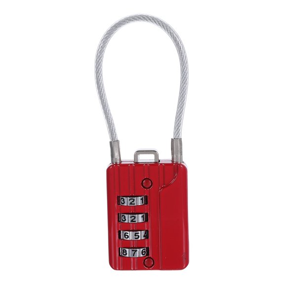 Milisten Red Steel Cable Padlock with Resettable Combination for Travel Suitcase and Gym Locker