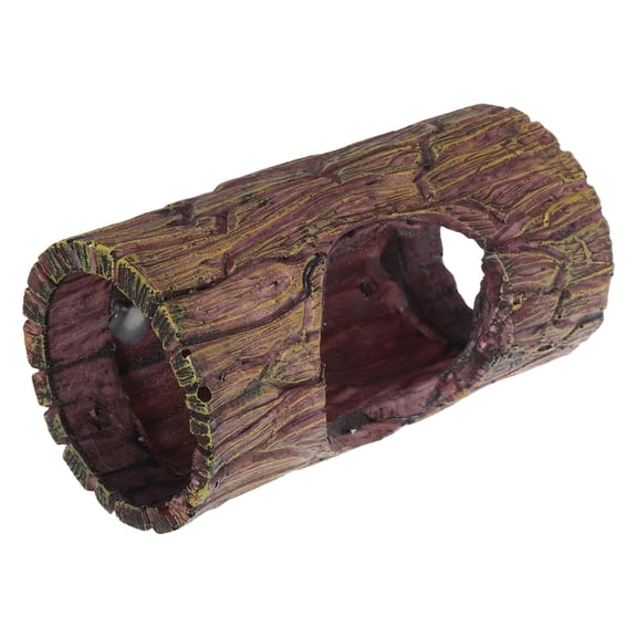 Milisten Resin Light Brown Turtle Log Hideaway with Cup Reptile Habitat Decor