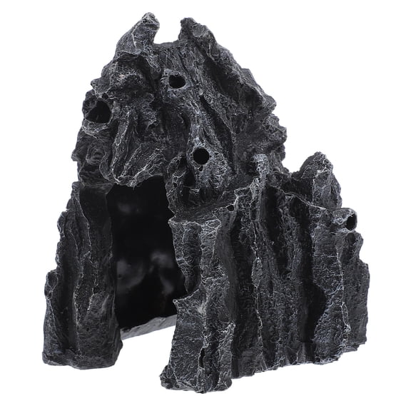 Milisten Resin Reptiles Hollow Tree Trunk Reptile Cave Black Habitat for Reptiles 1Set