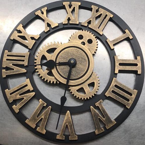 Milisten Retro Silent Gear Clock Multi-Color Roman Numerals Home Decor