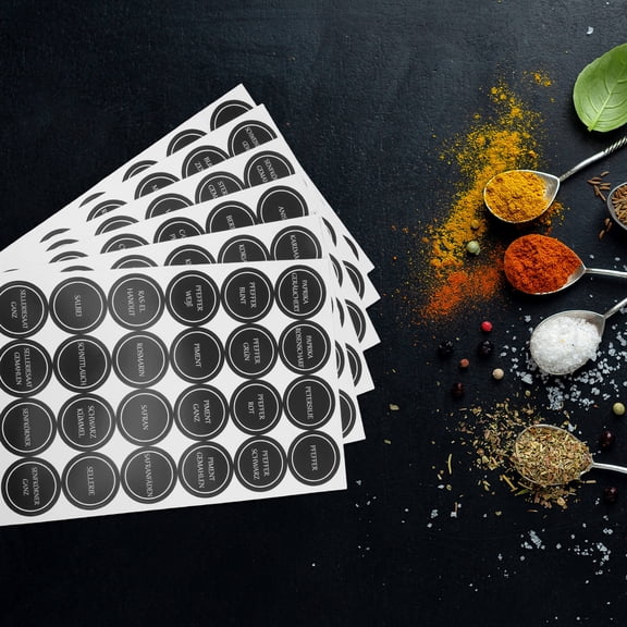 Milisten Jar Spice Jar Labels, Black Adhesive Label Stickers, 6 Sheets for Pantry, Kitchen Storage and Organization