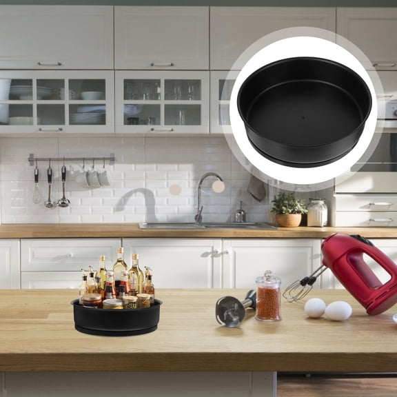 Milisten Rotary Storage Tray in Black Stainless Steel and Plastic for Organizing