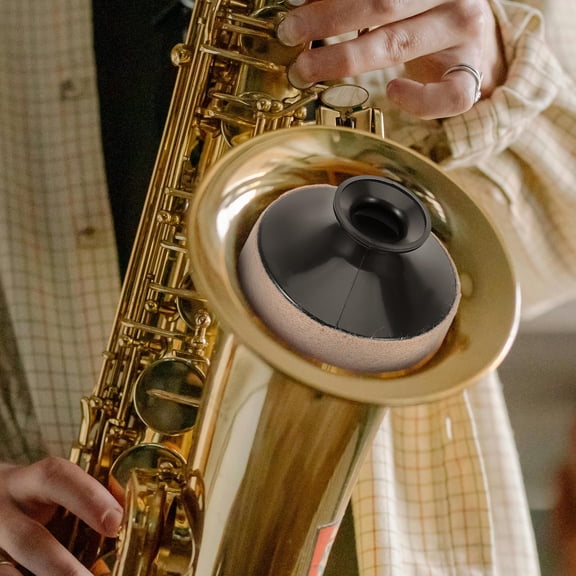 Milisten Black Saxophone Mute Sound Dampener Accessory for Sax, Compact Size 2.9x2.9x1.8 Inches, 1 Piece