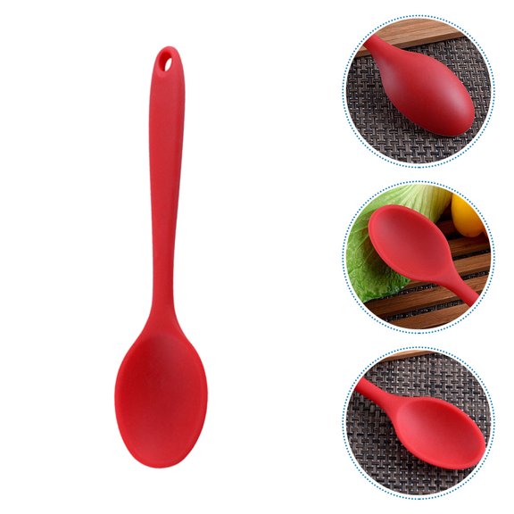 Milisten Silicone Mixing Spoon in Red for Cooking Stirring Serving Nonstick Cookware Safe Use