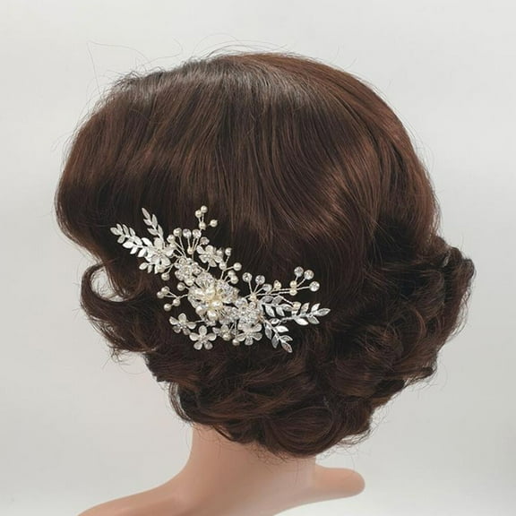 Milisten Wedding Hair Accessories Silver Floral Rhinestone Barrettes 1Set