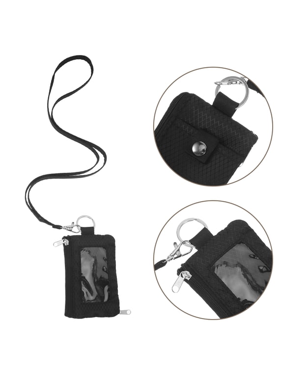 Rfid Blocking Card Holder Wallet with Lanyard, Black Oxford Cloth