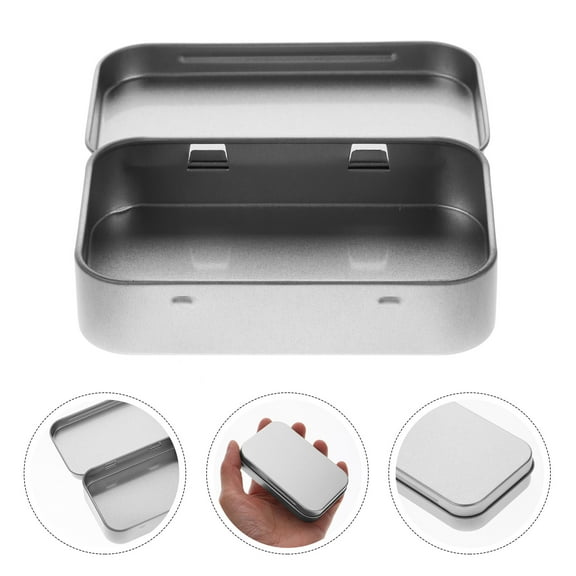 Milisten Small Metal Hinged Tin Box for Organizing Office Supplies and Small Items