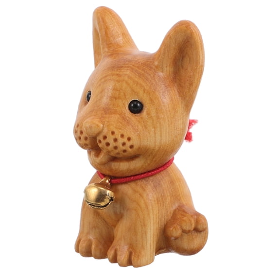 Milisten Rustic Light Brown Wood Corgi Dog Statue Carved Figurine for Office Desk Decoration and Home Display