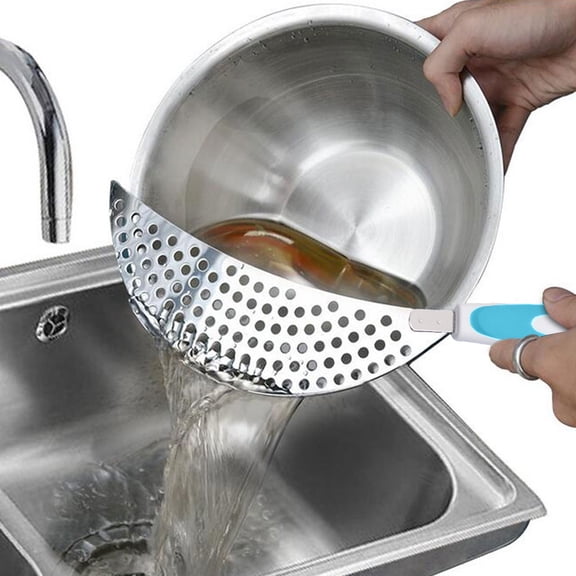 Milisten Blue Stainless Steel Pot Strainer for Safe Draining in Kitchen