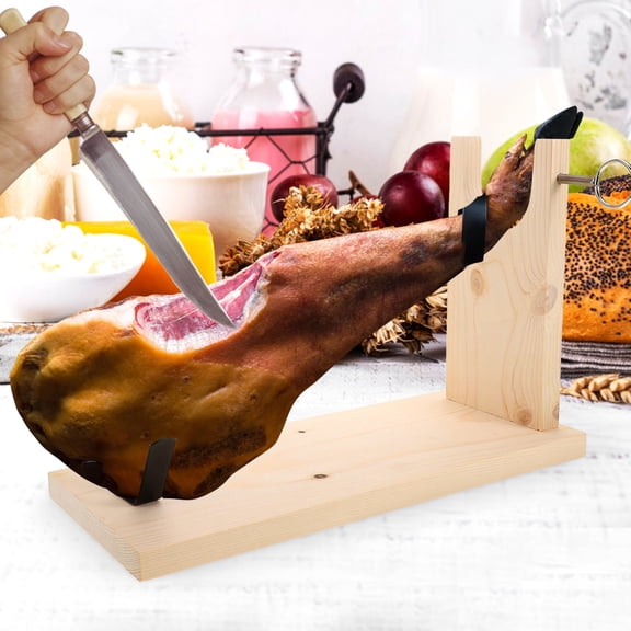 Milisten Spanish Ham Rack, Wooden Stand with Beige for Kitchen, Restaurant Storage and Display
