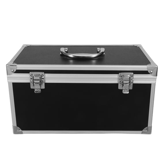 Milisten Portable Black Aluminum Tool Box with Protective Foam Insert, Compact Storage Case for Tools, No Handle Design