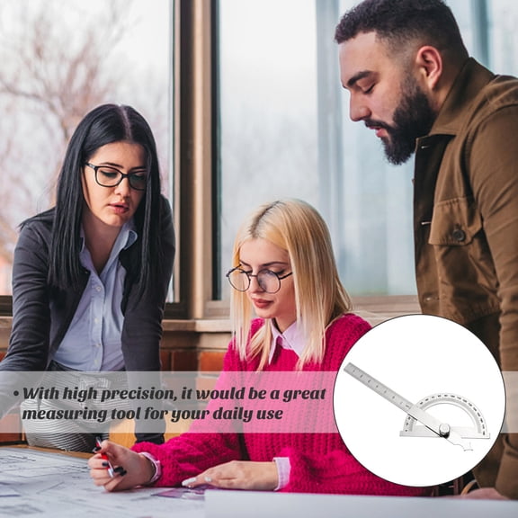 Milisten Stainless Steel Engineer Protractor with Dual Arms for Angle and Length Measurement