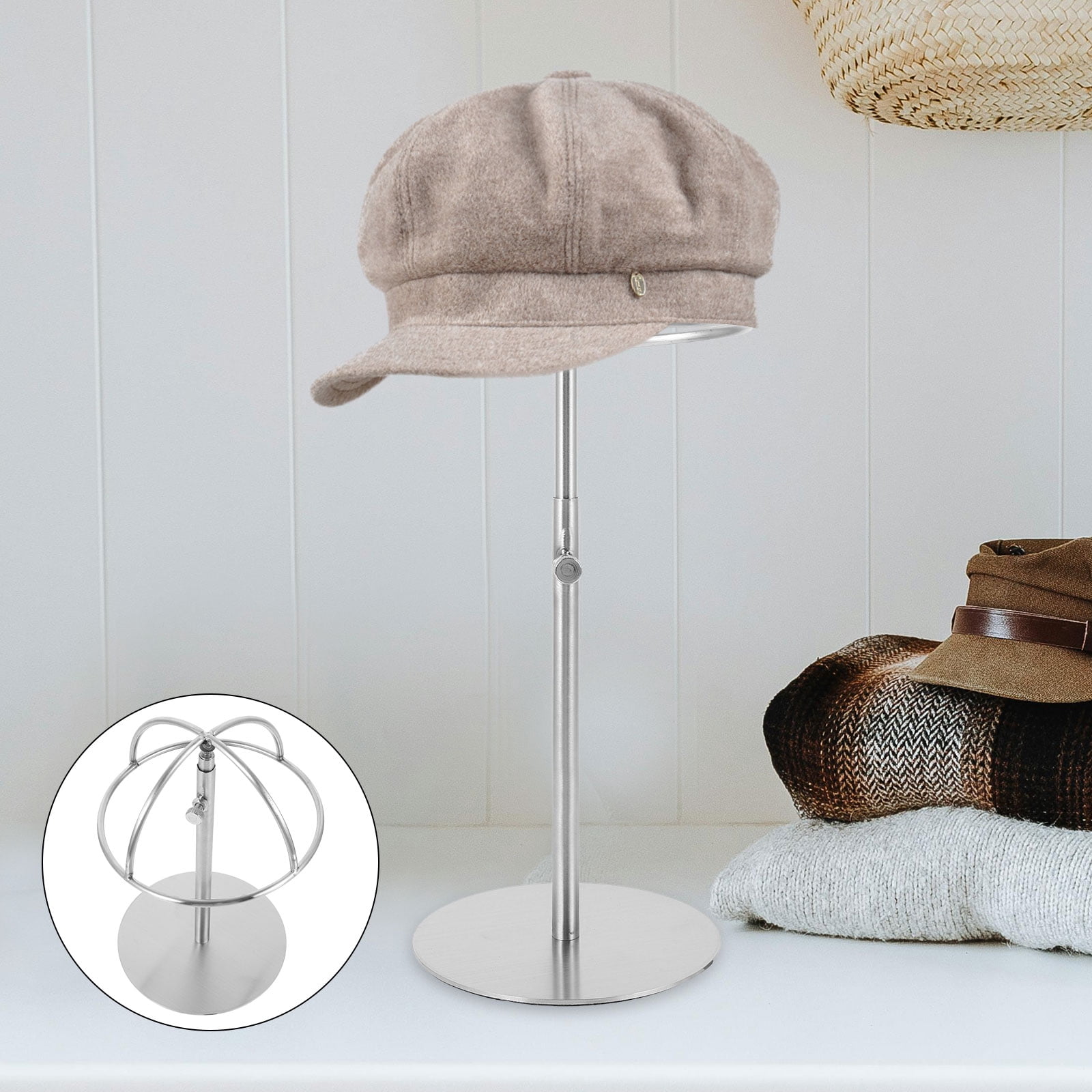 Milisten Stainless Steel Hat Display Stand for Storage Silver ...