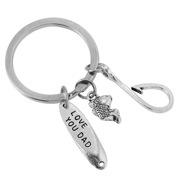 Milisten Stainless Steel Key Ring for Key Hanging Silver Metal Dad Gift with Fishing Kit Pendant 2.5 inch