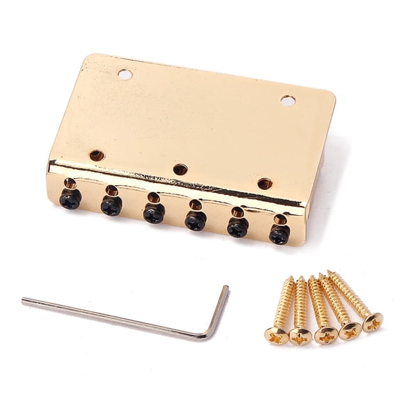 Milisten String Fixed Hardtail Guitar Bridge for Electric Guitar Durable Tailpiece for Jazz and Bass Golden Finish
