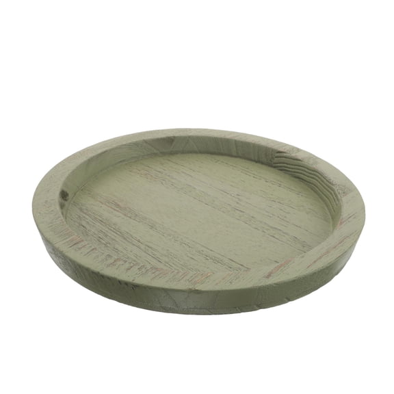 Milisten Natural Wood Round Serving Platter in Olive Green for Kitchen Counter Or Living Room