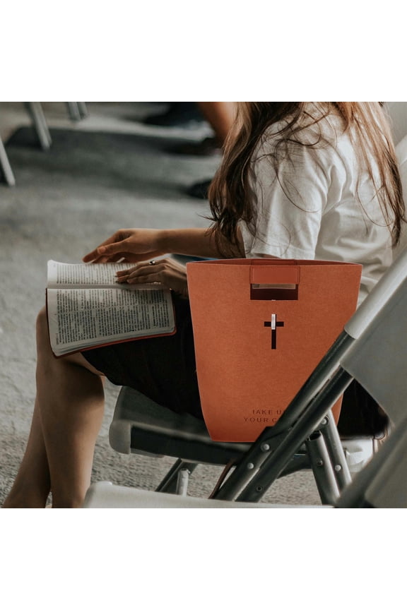 Felt Bible Carrying Tote Bag Light Brown Large Capacity for Storage Use