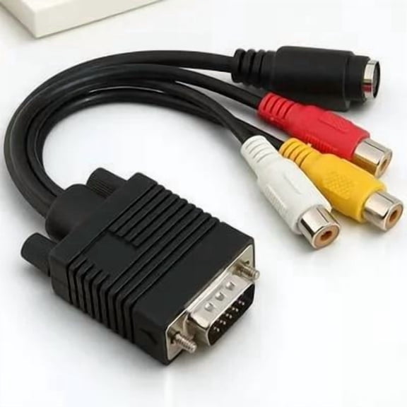 Milisten Svga to S-Video 3 Rca Adapter Cable for Av Signal Conversion Black Material
