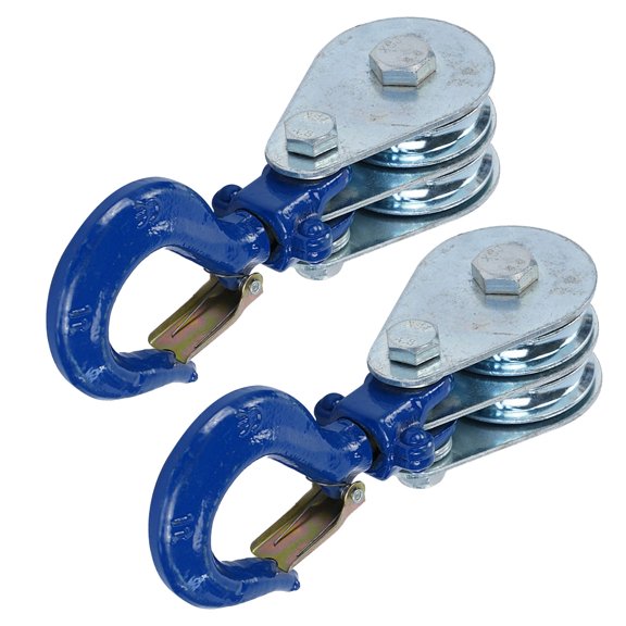 Milisten 2pcs Double Pulley 1 Ton Snatch Block with Hook Carbon Steel