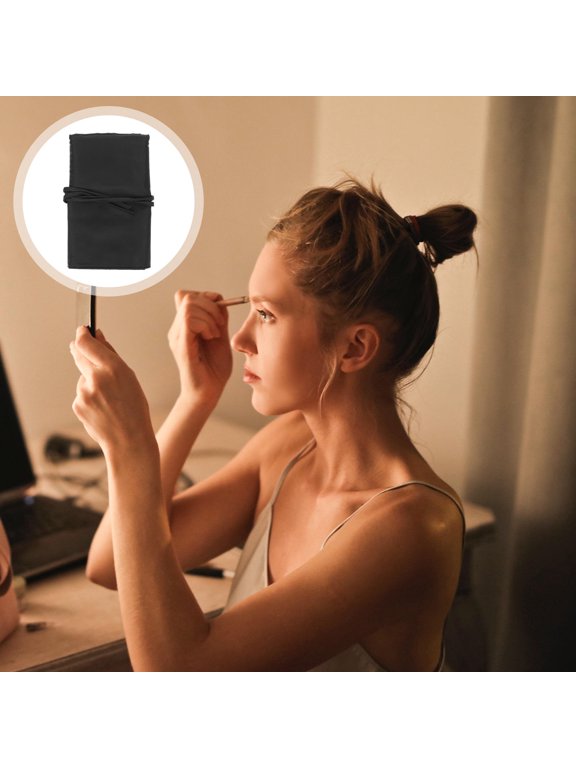 Black Nylon Makeup Brush Pouch with Large Capacity for Travel and Storage