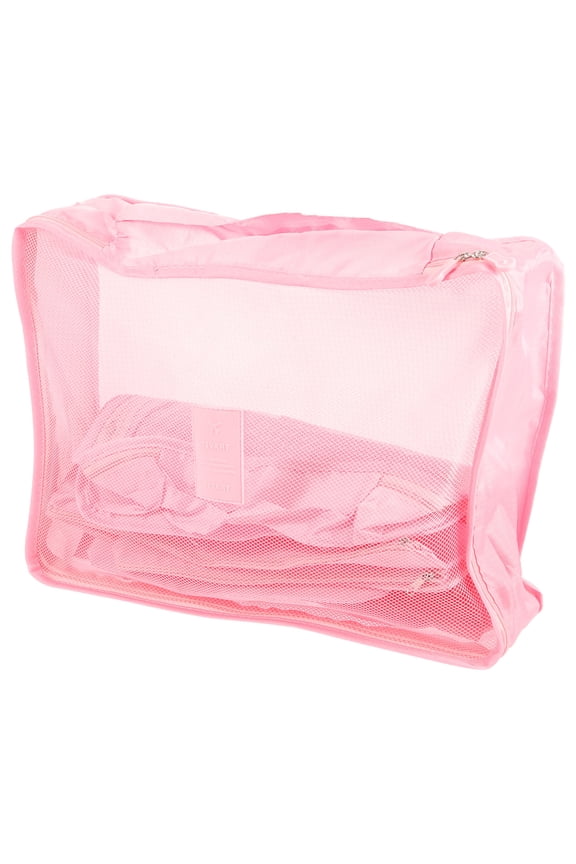 Travel Organizer Bag 7Pcs Pink Rectangular for Clothes and Shoes