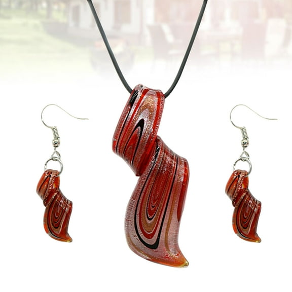 Milisten Trendy Necklace for Women Earrings and Necklace Set Red Glass 1Set