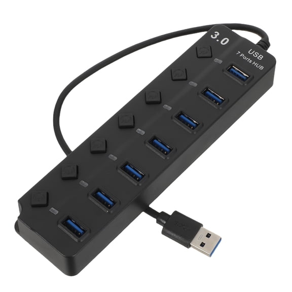 Milisten USB Hub for Laptop with 7 Ports High Speed Usb3.0 Multiple USB Port Adapter Black