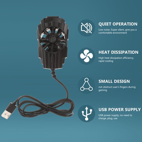 Milisten Compact Black Phone Radiator Fan with Heat Sink for Mobile Phone Use