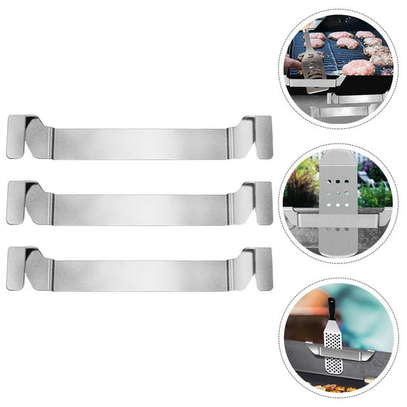 Milisten Barbecue Spatula Stand Stainless Steel Griddle Spatula Holder Silver 3pcs