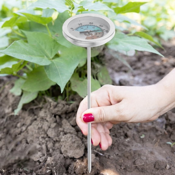 Milisten Garden Soil Thermometer Stainless Steel Probe Easy Use for Compost and Plant Soil Silver