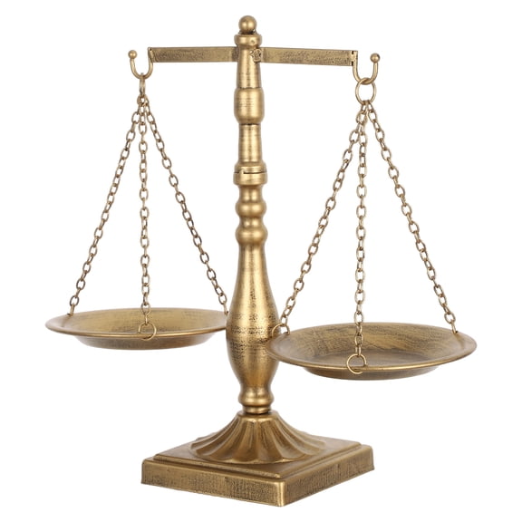 Milisten Golden Metal Libra Balance Scale Sculpture Artistic Desk Ornament for Living Room Decoration