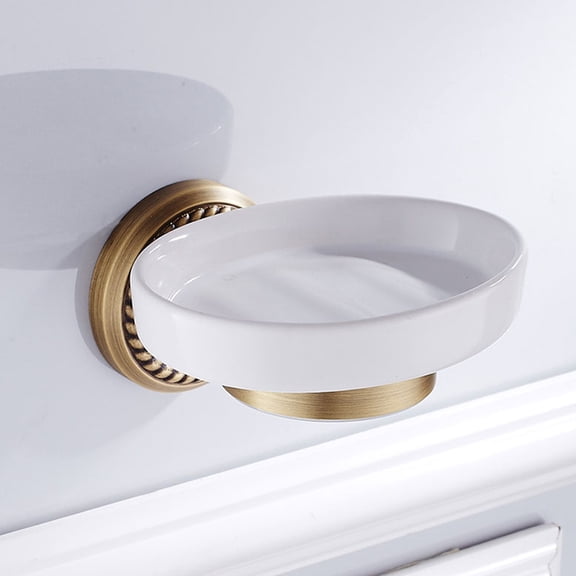 Milisten Copper Soap Dish Holder Storage Rack Wall Mount in Golden for Bathroom and Kitchen