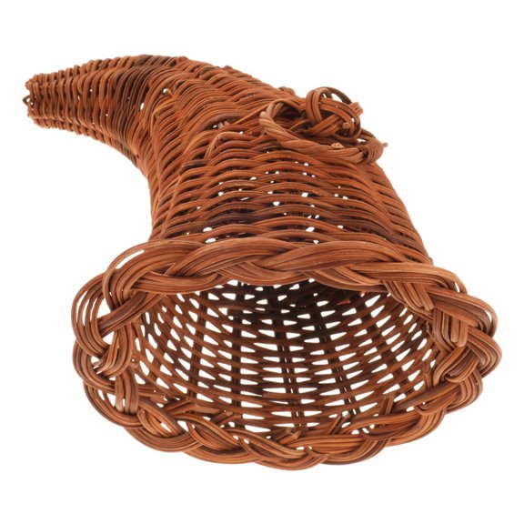 Milisten Vintage Style Woven Cornucopia Basket for Thanksgiving Holiday Table Decoration