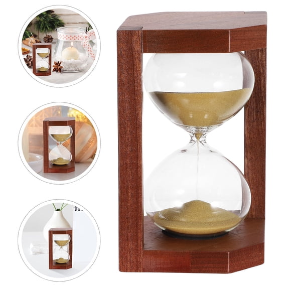 Milisten Vintage Hourglass Sand Timer with Wood Base, 15 Minute Glass Countdown