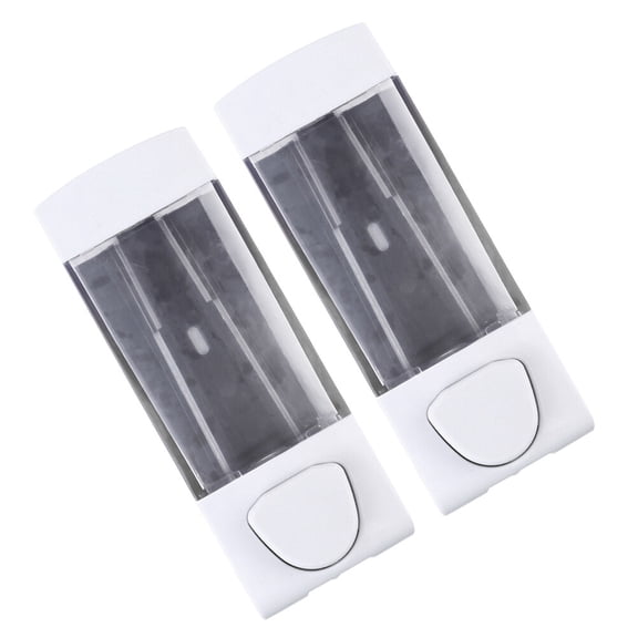 Milisten Wall-Mounted Bathroom Soap Dispenser Set, White ABS Plastic, Press Pump Mechanism, 2-Pack for Kitchen and Shower