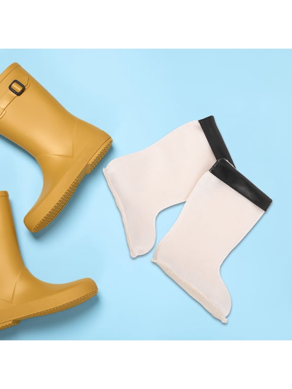 1Pair White Plush Thermal Boot Liners Removable Warm Inner Lining for Rain Boots