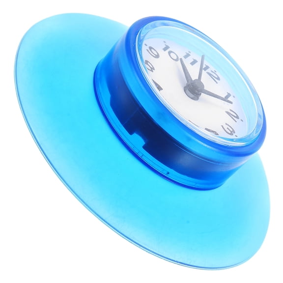 Milisten Waterproof Bathroom Clock, Blue, Plastic, Suction Cup, Clear Mirror, Home Use