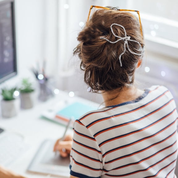 Milisten Bow Hair Clips Women Hair Comb Elegant Silver Copper 1Set Bridal Updo Enhancement For Brides