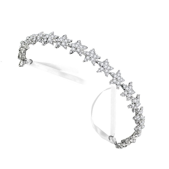 Milisten White Crystal Star Tiara Crown Bridal Headpiece for Wedding and Parties