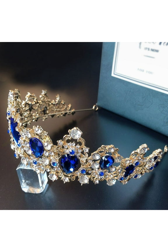 Women Rhinestone Crown Necklace Jewelry Set Bride Costume Accessory