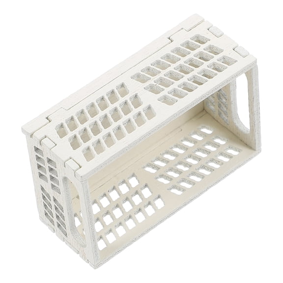 Milisten Mini Storage Containers Wooden White 1Pack for Doll House Accessories