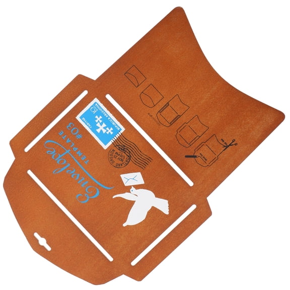 Milisten Brown Wooden Stencil Template for Envelope Crafting, Ideal for Wrapping and Card Making, 6.5 x 4.2 Inches