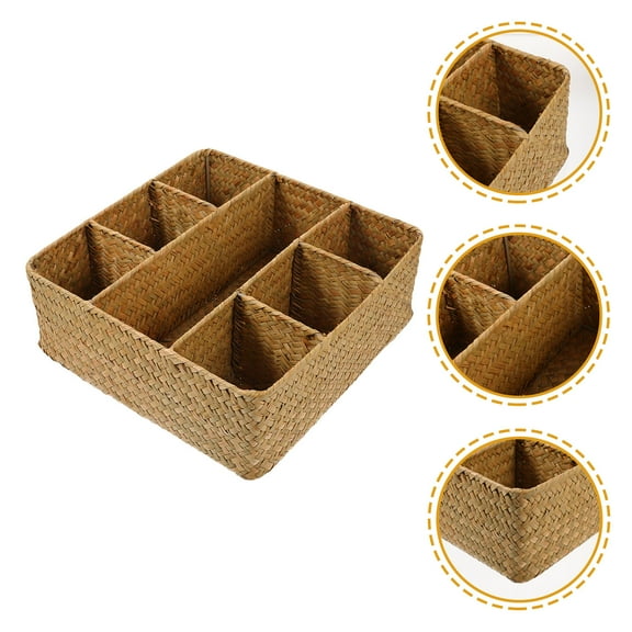 Milisten Woven Divided Storage Box for Daily Sundries Kitchen Organizer Home Storage Case