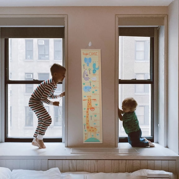 Milisten Yellow Cloth Growth Chart with Wooden Hanger for Wall Hanging Decor and Measuring Use 39.37 Inches