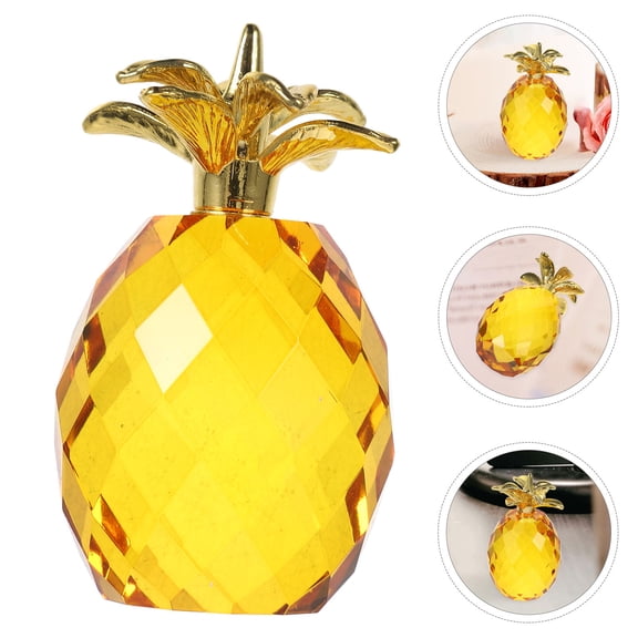 Milisten Yellow Crystal Pineapple Statue Decorative Fruit Sculpture Desk Ornament for Home Decor
