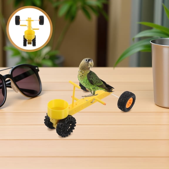Milisten Yellow Parrot Training Bike for Small Birds Cognitive and Physical Exercise Enrichment