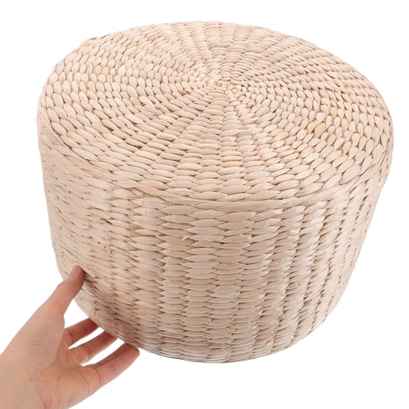 Milisten Lightweight Handwoven Straw Stool in Light Brown, Perfect for Home, Patio, Garden, Outdoor Seating and Decorative Use